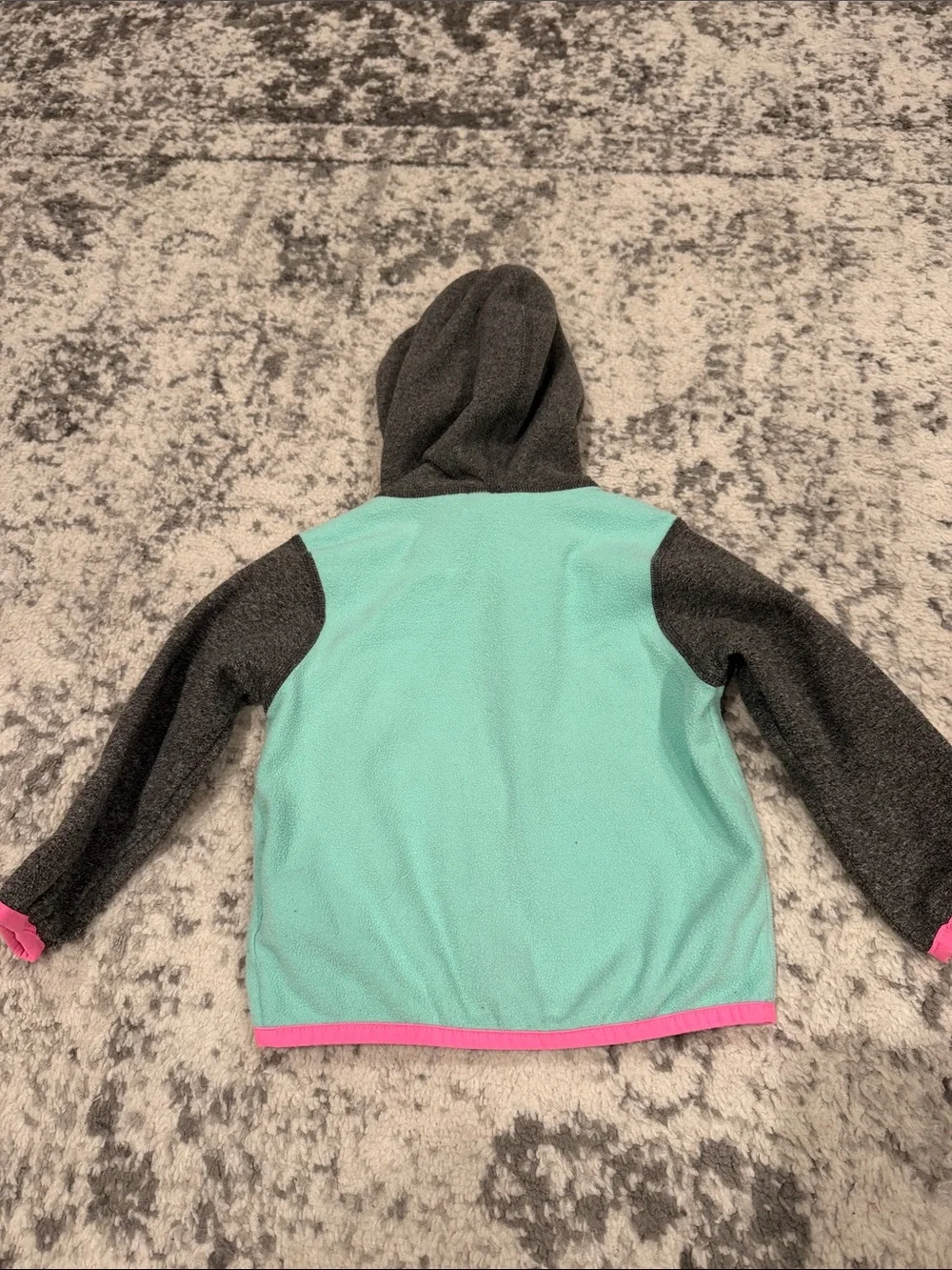 The North Face Girls' Mint, Charcoal & Pink Hooded Fleece Zip Jacket